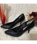 Vintage High Heels Black Snack Skin Womens Pumps Rush Hour 7.5 - $16.77 CAD