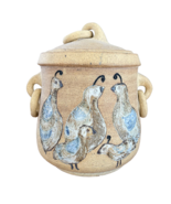 1978 Decorative Pottery Ceramic Cookie Jar Family of Quails 9&quot; Tall - £116.65 GBP