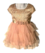 Little Lass Girl&#39;s Party Dress Sz. 4 Rose Gold &amp; Glitter Layered Tulle D... - £6.31 GBP