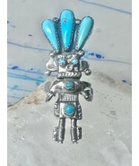 Kachina ring turquoise signed size 6 sterling silver women signed AH - $5,989.07 MXN