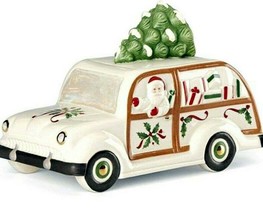 Lenox Holiday Vintage Style Station Wagon Cookie Jar w/Santa &amp; Xmas Tree... - $48.90