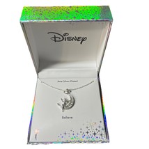 Disney Tinkerbell Necklace Fine Silver Plate Chain “Believe” Rhinestones  - $24.07