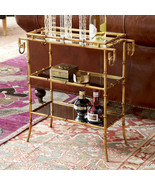 Horchow Gold Bamboo Regency Mirrored 3 Tier Tray Accent Table Chippendal... - £427.86 GBP
