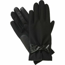 ISOTONER Black Dobby Stretch Faux Leather smarTouch Lined Womens Gloves XL - £21.69 GBP