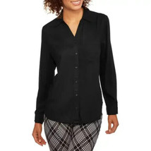 George Women&#39;s Long Sleeve Button Down Black Dress Shirt XXL 20 - £16.26 GBP