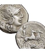 ROMA/Elephant Head RARE no Bell, PAX in Two Horse Chariot Roman Coin Cae... - $407.55