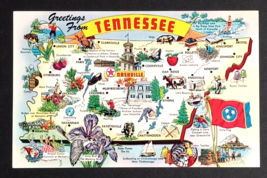 Greetings from Tennessee TN Large Letter State Map Tichnor UNP Postcard c1960s - £4.67 GBP