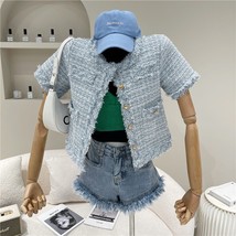 Coats &amp; Jackets Summer Clothing Fashion Lady Office Pink O Neck Short Sleeve Twe - £85.57 GBP