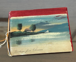 RARE WWII Era Okinawa Merry Christmas Greeting Card Hand Painted Palm Tr... - $29.52
