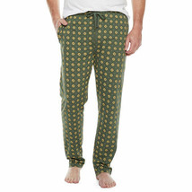 Stafford Men&#39;s Knit Pajama Lounge Pants LARGE Green Neat Pattern Super S... - £17.49 GBP