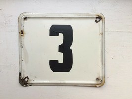 Vintage Enameled Metal House Number Plaque / Sign, Retro Enamel Address sign 3 - £20.04 GBP