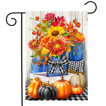 Autumn Mason Jars Floral Garden Flag Fall Rustic 12.5&quot; X 18&quot; - £15.97 GBP