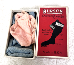 Vintage Burson Fashioned Hose Doll Pink Blue Miniature Socks Original Box - $19.80