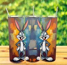20oz Cartoon Bunny insulated tumbler sliding lid &amp;2 straws - $19.80