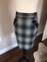 Marc by Marc Jacobs High Waisted Wool Blend Black &amp; Gray Plaid Pencil Sk... - £54.50 GBP