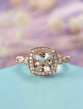 3Ct Simulated  Peach Morganite Engagement Ring  925 Silver Gold Plated - £71.37 GBP