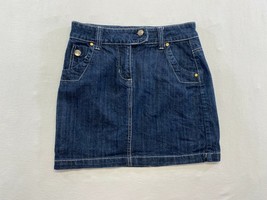 Liquid X Denim Mini Skirt Size 3/4 Stretch Cotton Blend Pockets Blue Jean - £7.81 GBP