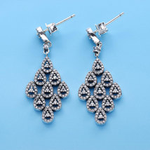 925 Sterling Silver Cascading Glamour Teardrop Dangle Drop Earrings & Clear CZ - $25.88