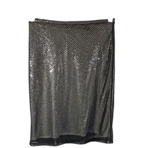 Express Glittery Pencil Skirt Black Silver Metallic Sheer Overlay Sparkl... - $13.86