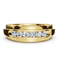 Full Eternity Wedding Band Moissanite Mens Ring, Engagement Ring, 14K Gold Anniv - £149.34 GBP
