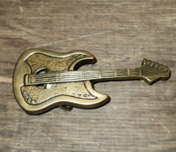 Vintage Music Guitar Electric Country BRASS Belt Buckle - £7.89 GBP
