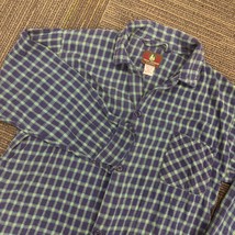 High Sierra Flannel Shirt Mens L Button Up Plaid Blue Green Long Sleeve - $21.00