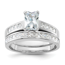 Silver  2-Piece CZ Size 8 Wedding Set Ring QR1337 - $74.79