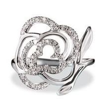 Avon Sterling Silver Floral CZ Ring Size 8 - £15.14 GBP