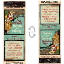 Vtg Matchbook Cover Escanaba MI Steam Laundry Diamond Quality 1930s Gladstone - £22.34 GBP