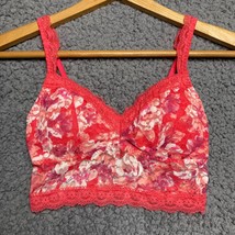 Gilly Hicks Sydney Bralette Padded Coral Pink Lace Floral Print Wireless Bra XS - £7.47 GBP