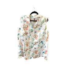 J Jill Womens Size 2X White Multicolor floral Love Linen Sleeveless Blouse Tank  - £21.64 GBP