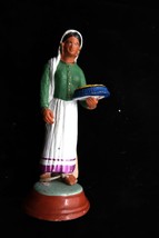 Vtg Hand Painted Indian Clay Krishnanagar Look Unsigned Servant Maid Figure - $273.78 MXN
