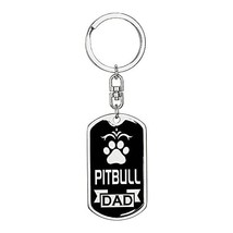 Pitbull Dad Dog Tag Keychain Pendant Stainless Steel or 18k Gold - £43.83 GBP