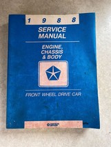 Chrysler Motors 1988 Service Manual Engine, Chassis &amp; Body Front Wheel D... - $13.85