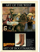 1984 Sanders Boots Vintage Print Ad Art of The West Western Jockey Fort Worth - £7.75 GBP