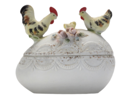 Lefton China Egg Rooster Hen Trinket Box #3429 - $15.22