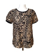Joie Black Gold Janpath Embroidered Lined SS Blouse Small 0213 - $17.64