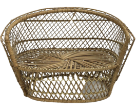Vintage Mini Couch Sofa Wicker Rattan Doll furniture Plant Stand 17 x 12 - £15.95 GBP