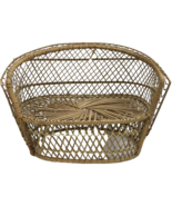 Vintage Mini Couch Sofa Wicker Rattan Doll furniture Plant Stand 17 x 12 - $19.79