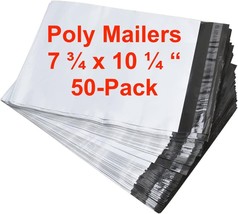 Pack of 50 Poly Mailers Shipping Bags Self Seal Premium Semi White 7.75&quot;... - $14.99