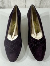 Vintage Salvatore Ferragamo Womens Suede Low Heel Dark Purple Plum 6.5 AAAA - £23.71 GBP