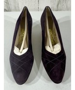 Vintage Salvatore Ferragamo Womens Suede Low Heel Dark Purple Plum 6.5 AAAA - £23.64 GBP