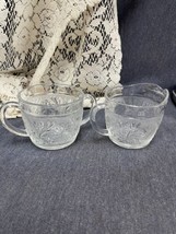 Vintage ANCHOR HOCKING SANDWICH GLASS Cream and Sugar Set EUC - $8.91