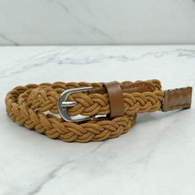 Brown Rope Braided Woven Faux Leather Trim Belt Size XS Womens - £10.25 GBP