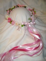 Lindy Crown-Silk Flowers/Pink / Renaissance /Wedding / Flower Girl / Par... - £36.27 GBP