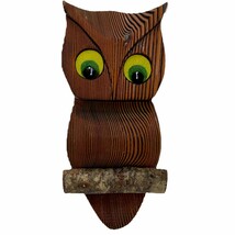 Retro 70s Carved Wood Kitsch Perched Owl Wall Decor Boho Hippie Kitchen ... - $34.12 CAD
