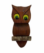 Retro 70s Carved Wood Kitsch Perched Owl Wall Decor Boho Hippie Kitchen ... - $33.89 CAD