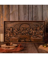The Last Supper Mural Art Icon - Religious Wood Carving Plaque - Catholi... - £155.03 GBP
