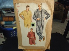 Simplicity 4108 Men&#39;s Pajamas &amp; Nightshirt Pattern - Size S (34-36) - $7.77