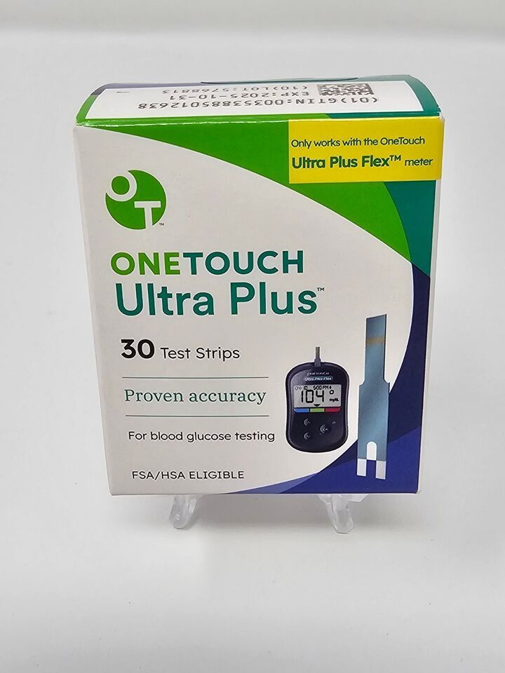 ONETOUCH Ultra Plus Test Strips box of 30 count Exp 10-2025   Brand New   SEALED